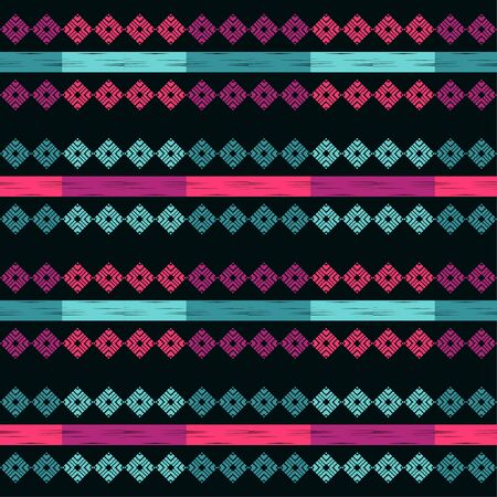 Ethnic boho seamless pattern. Lace. Embroidery on fabric. Patchwork texture. Weaving. Traditional ornament. Tribal pattern. Folk motif. Vector illustration for web design or print.のイラスト素材