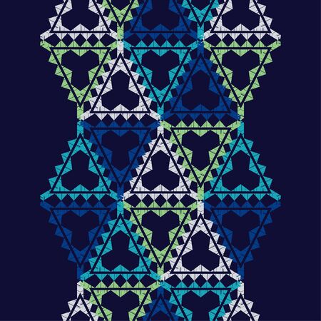 Ethnic boho seamless pattern. Lace. Embroidery on fabric. Patchwork texture. Weaving. Traditional ornament. Tribal pattern. Folk motif. Vector illustration for web design or print.のイラスト素材