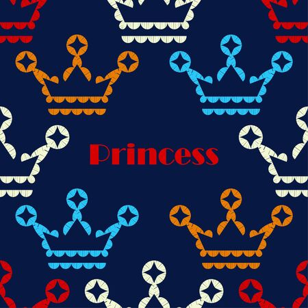 The Prince and Princess. Seamless background with Crowns. Vector illustration for web design or print.のイラスト素材