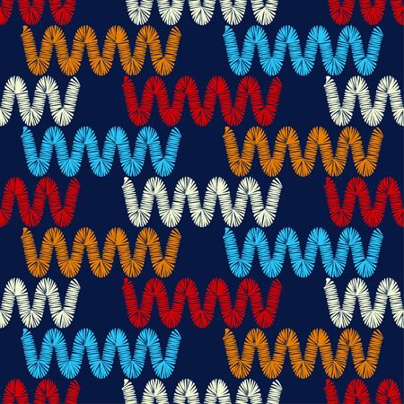 Ethnic boho seamless pattern. Lace. Embroidery on fabric. Patchwork texture. Weaving. Traditional ornament. Tribal pattern. Folk motif. Vector illustration for web design or print.のイラスト素材