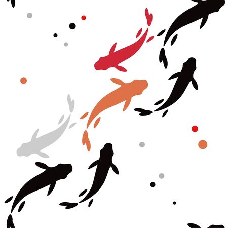 Seamless pattern with koi carp fish. Vector illustration for web design or print.のイラスト素材