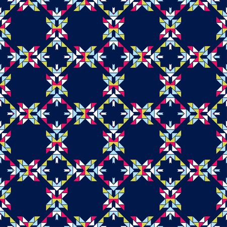 Ethnic boho seamless pattern. Lace. Embroidery on fabric. Patchwork texture. Weaving. Traditional ornament. Tribal pattern. Folk motif. Vector illustration for web design or print.のイラスト素材