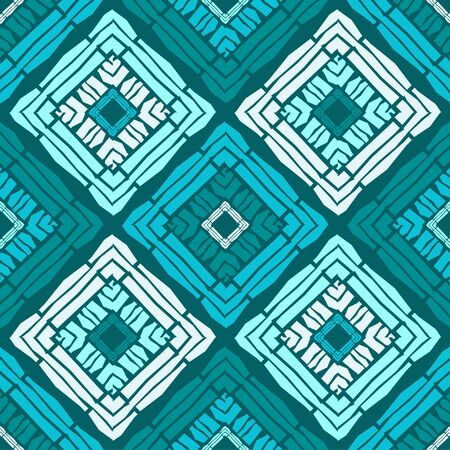 Ethnic boho seamless pattern. Lace. Embroidery on fabric. Patchwork texture. Weaving. Traditional ornament. Tribal pattern. Folk motif. Vector illustration for web design or print.のイラスト素材