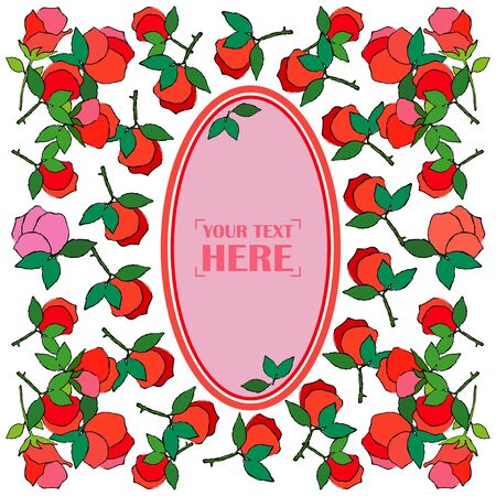 Greeting card with Roses. Victorian. Space for text. Vector illustration for web design or print.のイラスト素材