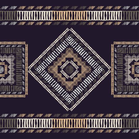 Design with hatching. Ethnic boho ornament. Seamless background. Tribal motif. Vector illustration...