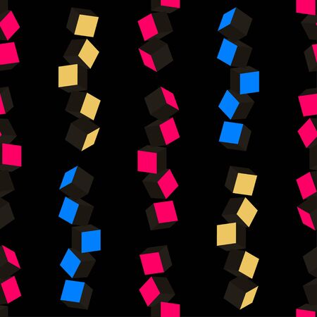 Black cubes. 3D-modeling. Minimalism. Isolated on black background. Vector illustration for web design or print.のイラスト素材