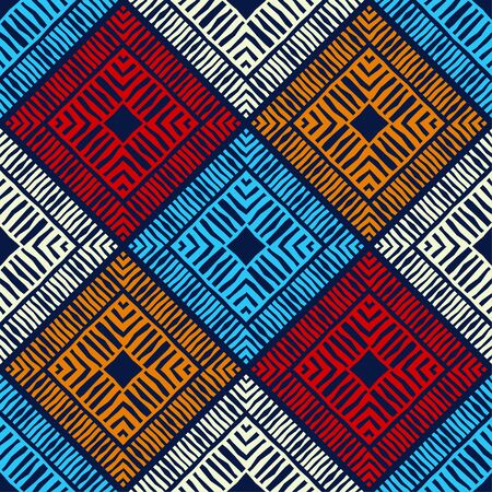 Design with manual hatching. Ethnic boho ornament. Seamless background. Tribal motif. Vector illustration for web design or print.のイラスト素材