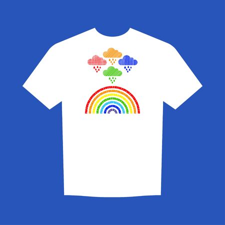 Rainbow. Positive pattern on the t-shirt. Vector illustration for web design or print.のイラスト素材