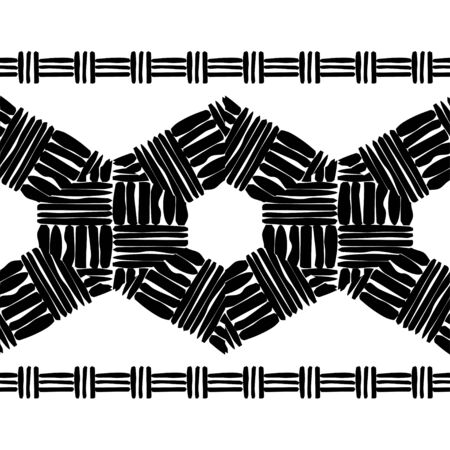 Design with manual hatching. Ethnic boho ornament. Seamless background. Tribal motif. Vector...
