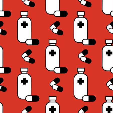 Medicine icons. Flat line style. Horizontal projection. Vector illustration for web design or print.のイラスト素材