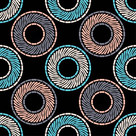 Geometry. Design with manual hatching. Ethnic boho ornament. Seamless background. Tribal motif. Vector illustration for web design or print.のイラスト素材