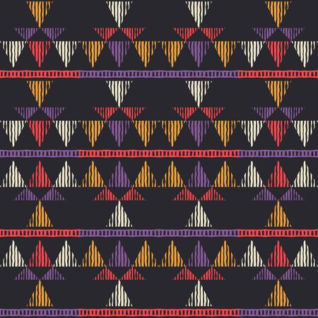 Aztec elements. Seamless pattern. Geometry. Design with manual hatching. Ethnic boho ornament....