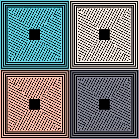 Striped squares. Seamless pattern. Geometry. Design with manual hatching. Textile. Ethnic boho ornament. Vector illustration for web design or print.のイラスト素材