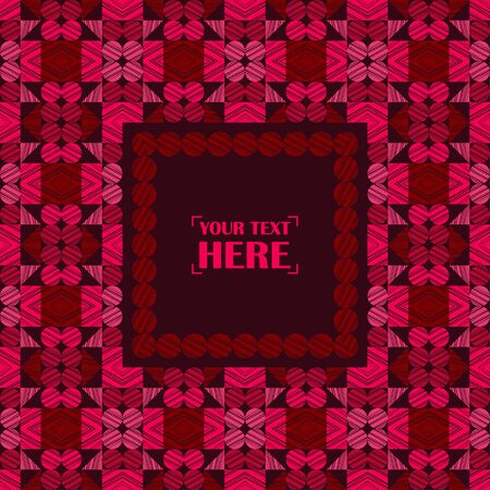 Greeting card with geometric shapes. Geometry. Seamless pattern. Design with manual hatching. Ethnic boho ornament. Vector illustration for web design or print.のイラスト素材