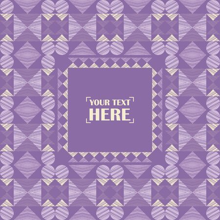 Greeting card with geometric shapes. Geometry. Seamless pattern. Design with manual hatching. Ethnic boho ornament. Vector illustration for web design or print.のイラスト素材