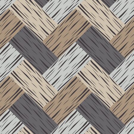 Brown floor with wooden texture. Netting. Ethnic boho ornament. Geometry. Seamless pattern. Vector illustration for web design or print.のイラスト素材