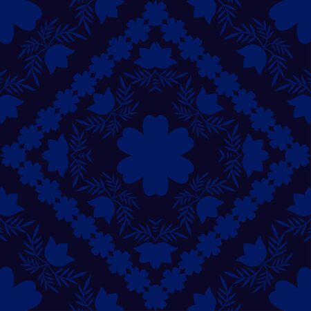 Seamless background with decorative flowers. Mexico. Design with manual hatching. Ethnic boho...