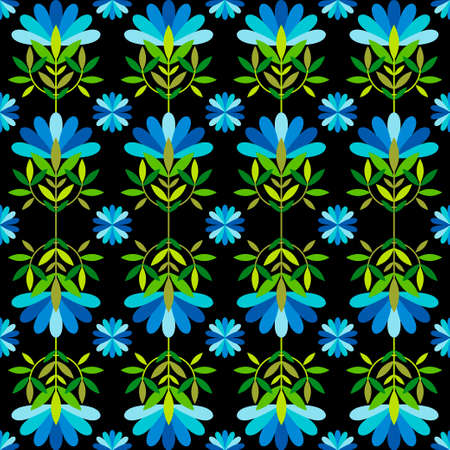 Seamless background with decorative flowers. Colorful Mexican traditional textile embroidery. Ethnic...