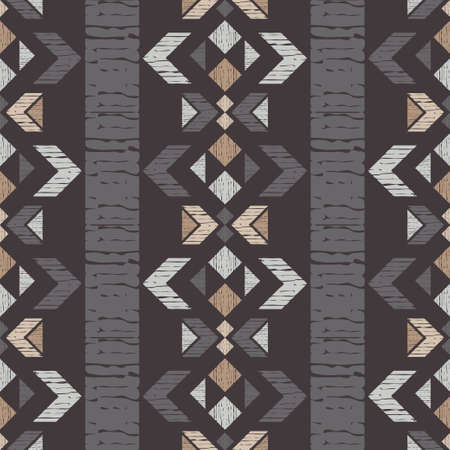 Mosaic with geometric shapes. Geometry. Seamless pattern. Design with manual hatching. Textile....