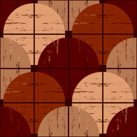 Brown floor with wooden texture. Netting. Ethnic boho ornament. Geometry. Seamless pattern. Vector illustration for web design or print.のイラスト素材