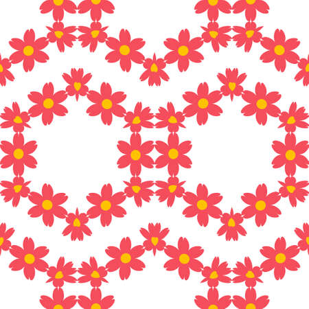 Seamless background with decorative flowers. Design with manual hatching. Ethnic boho ornament. Textile. Vector illustration for web design or print.のイラスト素材