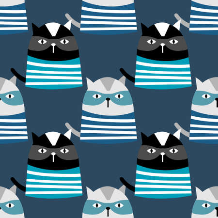 Decorative painted cats. Cute cartoon. Vector illustration for web design or print.のイラスト素材