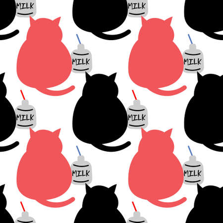 Decorative painted cats. Cute cartoon. Vector illustration for web design or print.のイラスト素材