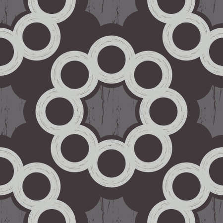 Brown floor with wooden texture. Netting. Ethnic boho ornament. Geometry. Seamless pattern. Vector illustration for web design or print.のイラスト素材