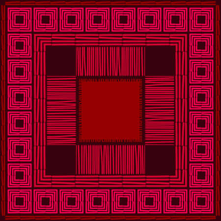 Postcard.Abstract Doodle. Geometric pattern in 80-90s style. Design with manual hatching. Vector illustration for web design or print.のイラスト素材