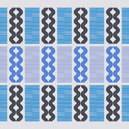 Mosaic with geometric shapes. Seamless pattern. Design with manual hatching. Textile. Ethnic boho...