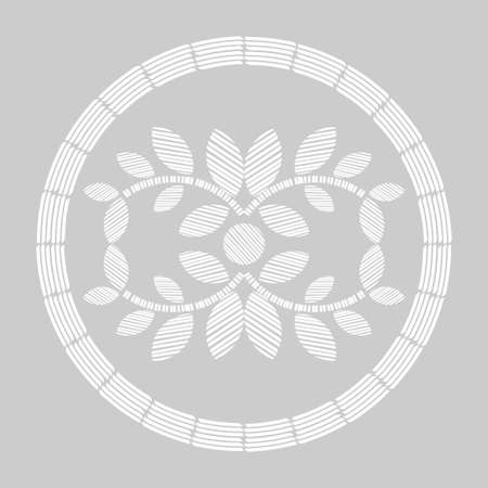 Pattern with decorative flowers. Design with manual hatching. Ethnic boho ornament. Textile. Vector illustration for web design or print.のイラスト素材