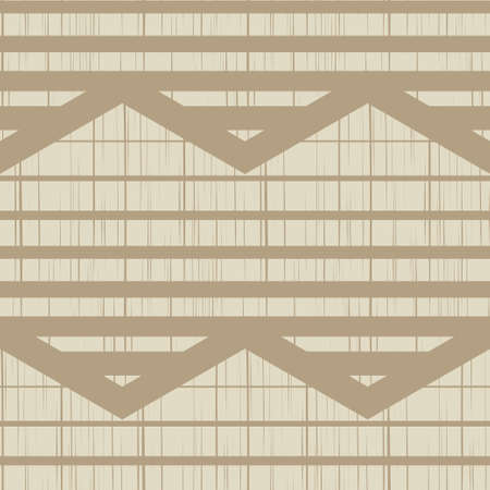 Mosaic with geometric shapes. Seamless pattern. Design with manual hatching. Textile. Ethnic boho ornament. Vector illustration for web design or print.のイラスト素材