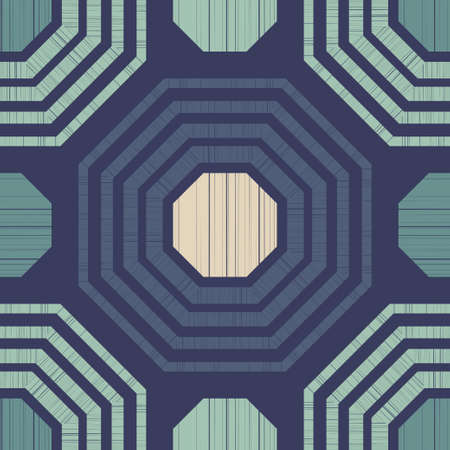 Mosaic with geometric shapes. Seamless pattern. Design with manual hatching. Textile. Ethnic boho...