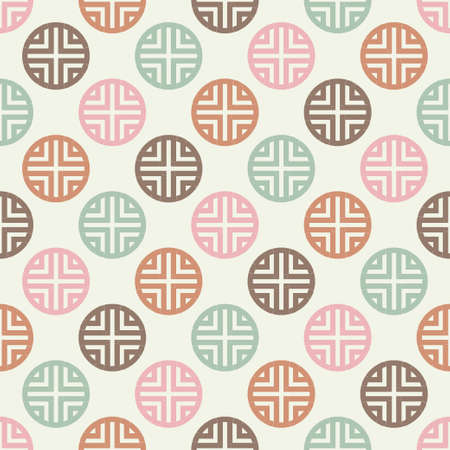Polka dots seamless pattern. Mosaic of ethnic figures. Patterned texture. Geometric background. Vector illustration for web design or print.のイラスト素材