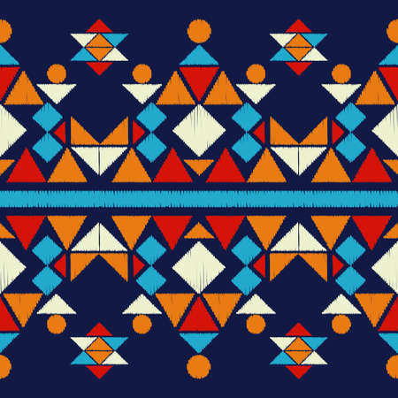 Mosaic with geometric shapes. Seamless pattern. Design with manual hatching. Textile. Ethnic boho...