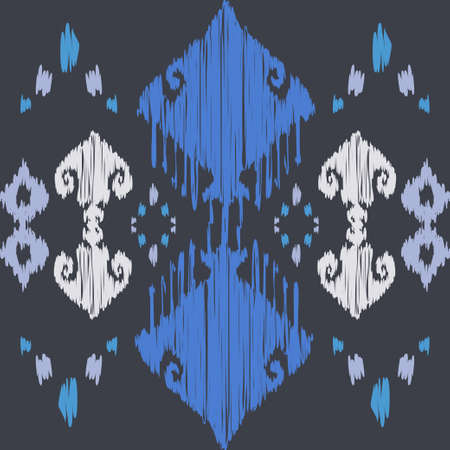 Ikat. Abstract ethnic pattern on fabric in Indonesia and other Asian countries. Seamless background. Vector illustration for web design or print.のイラスト素材