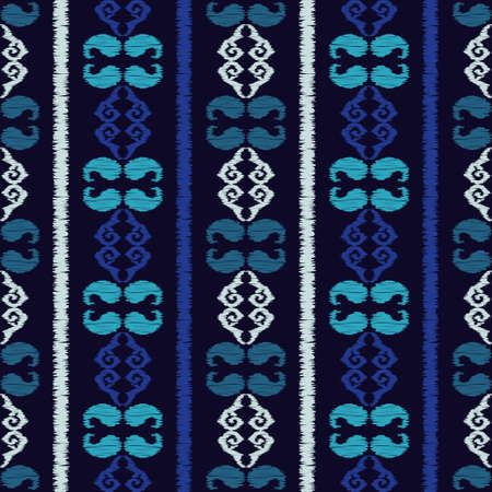 Ikat. Abstract ethnic pattern on fabric in Indonesia and other Asian countries. Seamless background. Vector illustration for web design or print.のイラスト素材