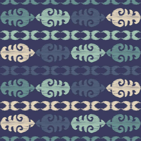 Ikat. Abstract ethnic pattern on fabric in Indonesia and other Asian countries. Seamless background. Vector illustration for web design or print.のイラスト素材