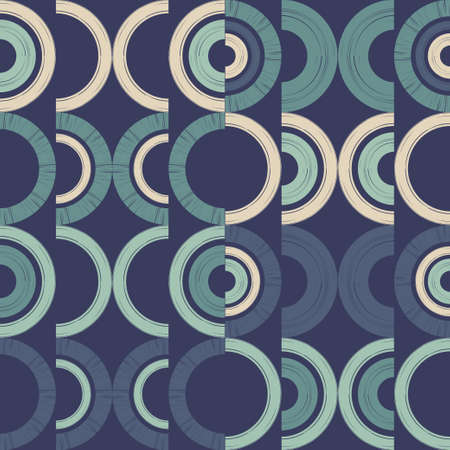 Polka dots seamless pattern. Striped circles and semi-circles. Mosaic of ethnic figures. Patterned texture. Geometric background. Vector illustration for web design or print.のイラスト素材