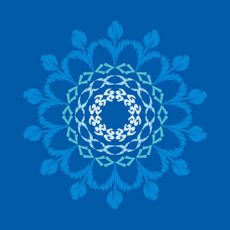 Mandala. Ethnic mandala with colorful tribal ornaments. Design with manual hatching. Isolated. Vector illustration for web design or print.のイラスト素材
