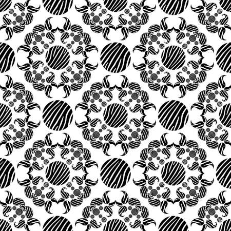 Paisley ornament. Texture with Zebra stripes. Black-white. Seamless background. Ikat. Vector illustration for web design or print.のイラスト素材