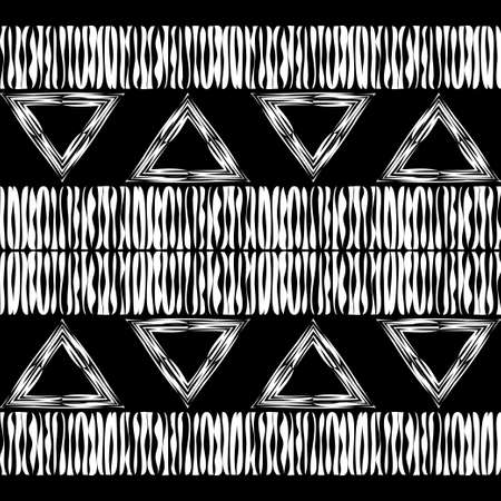 Mosaic with geometric shapes. Seamless pattern. Design with manual hatching. Textile. Ethnic boho ornament. Vector illustration for web design or print.のイラスト素材