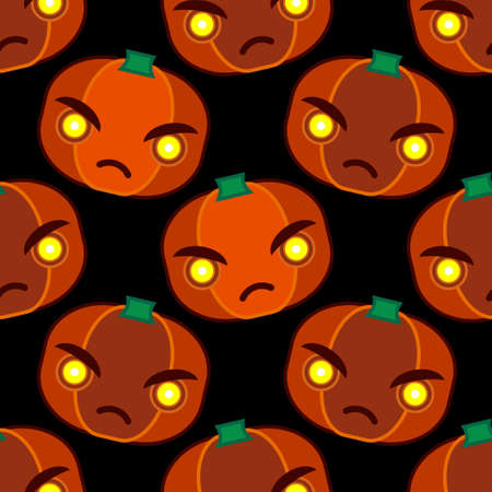 Seamless pattern with pumpkins. Halloween. Emotions. The style of the cartoon. Vector illustration for web design or printのイラスト素材