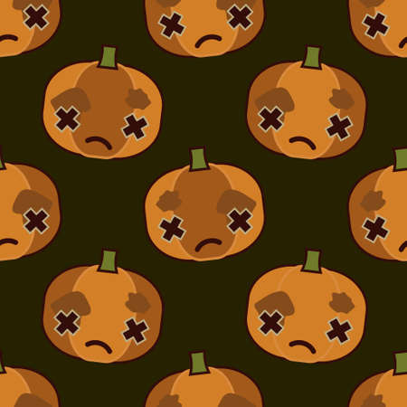 Seamless pattern with pumpkins. Halloween. Emotions. The style of the cartoon. Vector illustration for web design or printのイラスト素材