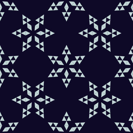 Christmas decorative snowflakes made of triangles. Seamless background. Boho style. Vector illustration for web design or print.のイラスト素材