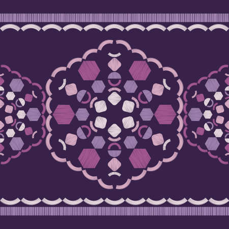Christmas decorative snowflakes. Geometrical figure. Seamless background. Boho style. Vector illustration for web design or print.のイラスト素材