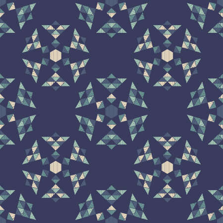 Christmas decorative snowflakes made of triangles. Geometrical figure. Seamless background. Boho style. Vector illustration for web design or print.のイラスト素材