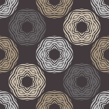 Mosaic with geometric shapes. Seamless pattern. Design with manual hatching. Textile. Ethnic boho...
