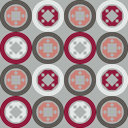 Mosaic with geometric shapes. Seamless pattern. Design with manual hatching. Textile. Ethnic boho ornament. Vector illustration for web design or print.のイラスト素材