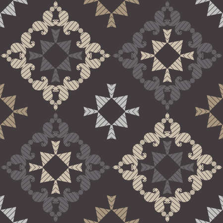 Paisley ornament. Seamless background. Design with manual hatching. Ikat. Vector illustration for...